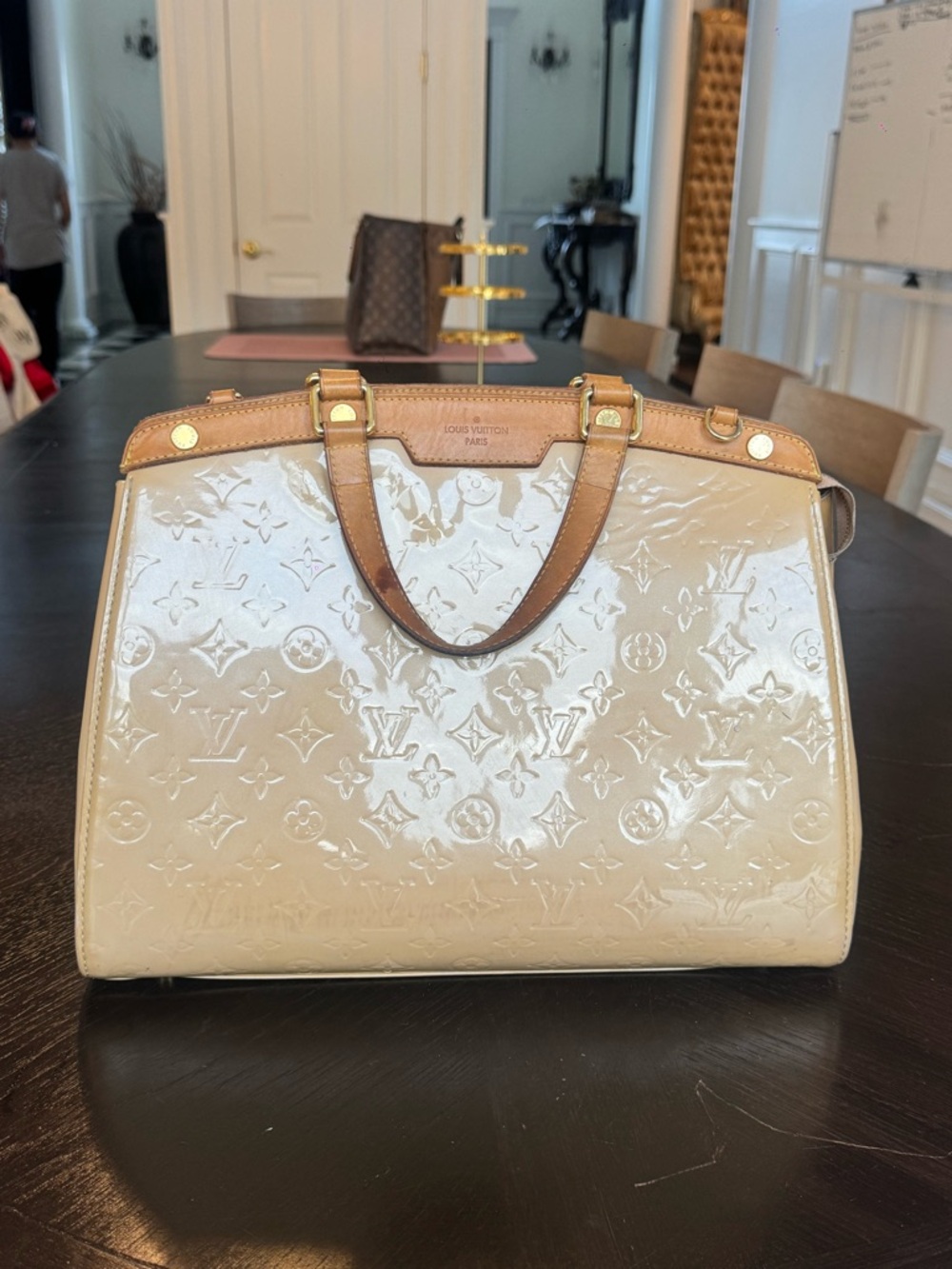 Authentic Louis Vuitton Monogram Vernis Brea MM - Perle/Beige - Vintage Charm
